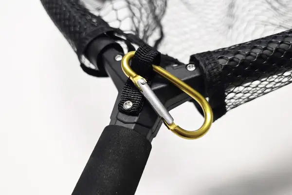 Kescher mit Carabiner zum befestigen von Sicherungsleine